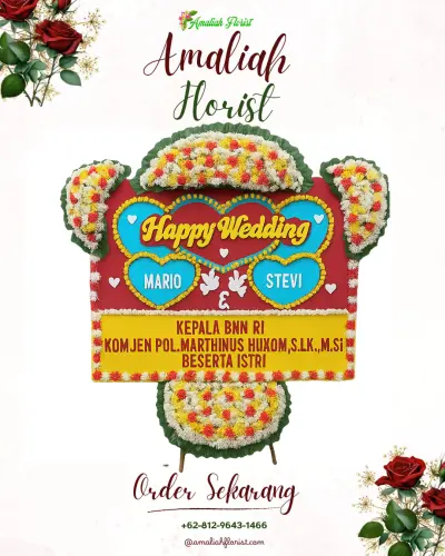 Karangan Papan Bunga Pernikahan di Kombos Timur